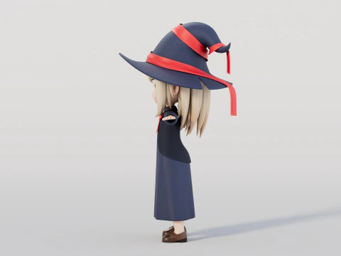 Rigged Cartoon Witch 3D Model