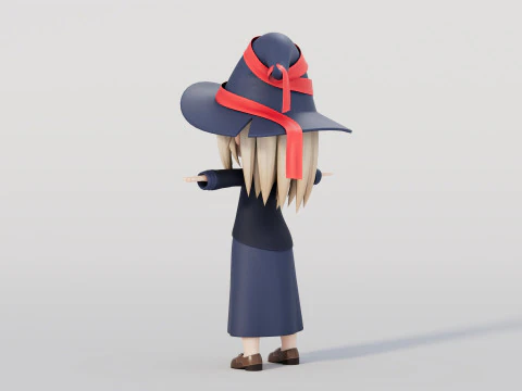 Rigged Cartoon Witch 3D Model