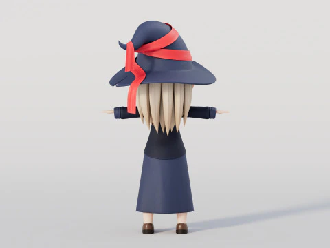 Rigged Cartoon Witch 3D Model