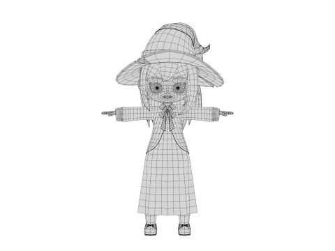 Rigged Cartoon Witch 3D Model