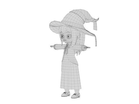 Rigged Cartoon Witch 3D Model