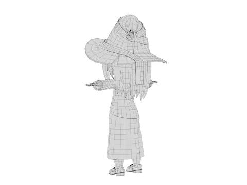 Rigged Cartoon Witch 3D Model