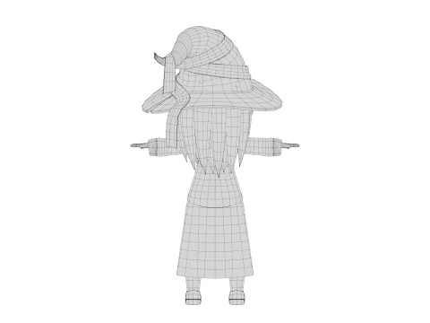 Rigged Cartoon Witch 3D Model
