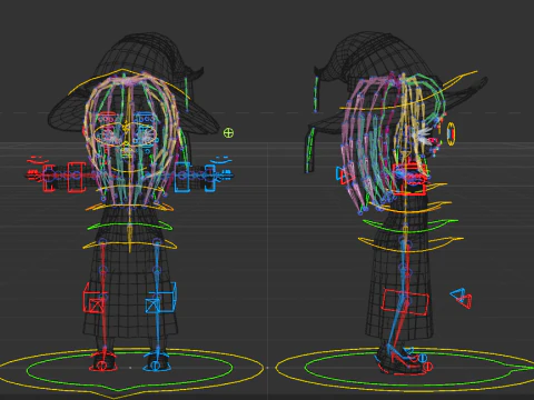 Rigged Cartoon Witch 3D Model