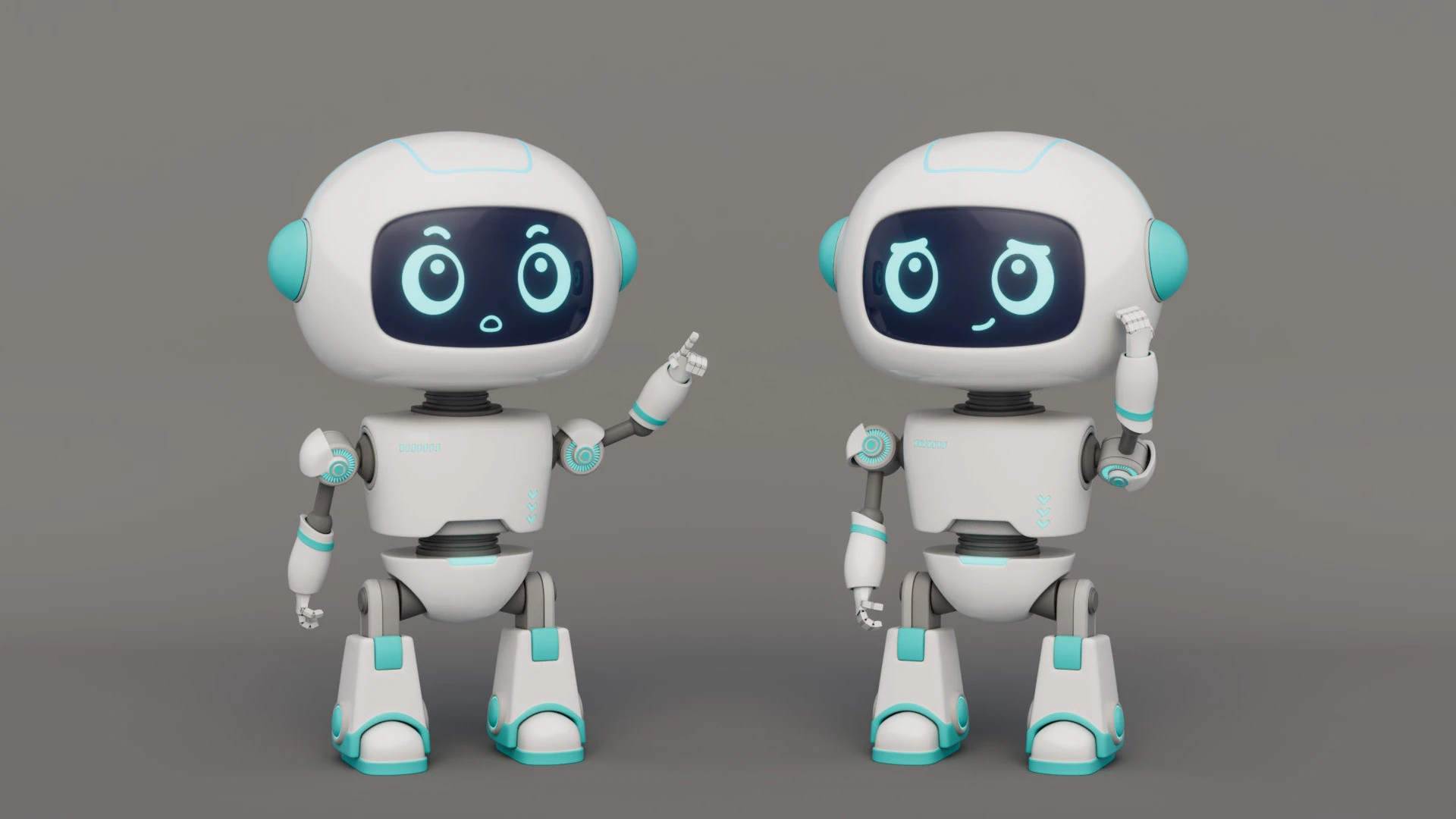 Rigged Cartoon Cute Robot 3D Model .c4d .max .obj .3ds .fbx .stl .blend 