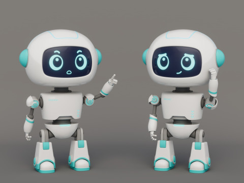 Robot carino cartone animato truccato Modello 3D