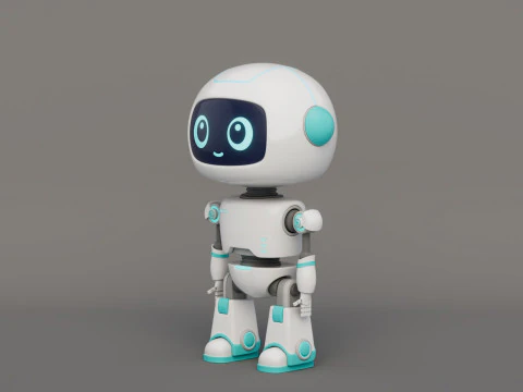 Rigged Cartoon Cute Robot 3D Model