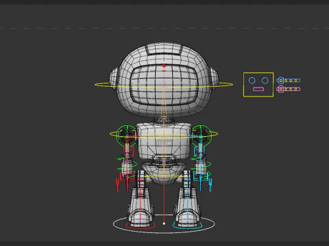 Rigged Cartoon Cute Robot 3D Model