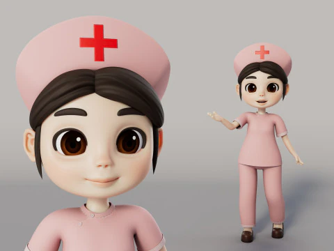 Rigged Cartoon Nurse 3D Model