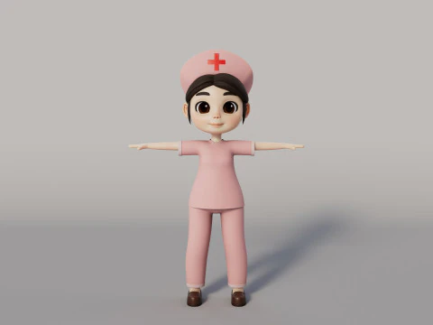 Rigged Cartoon Nurse 3D Model