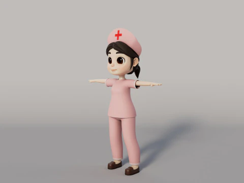 Rigged Cartoon Nurse 3D Model