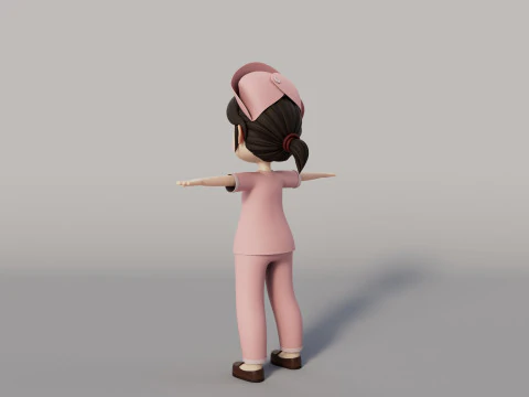 Rigged Cartoon Nurse 3D Model