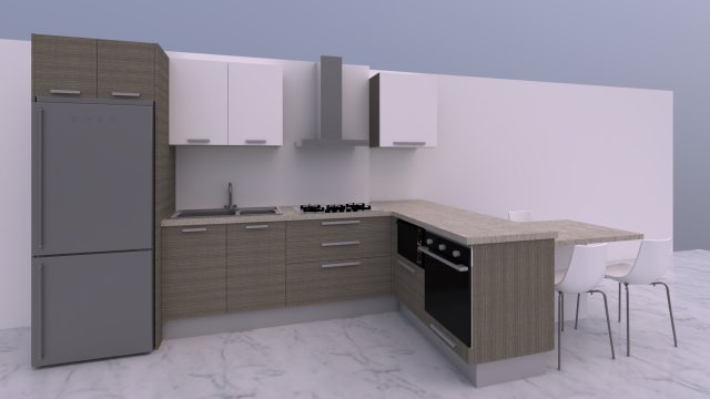 Small Open Kitchen Design Modello 3D .c4d .max .obj .3ds .fbx .stl .blend 