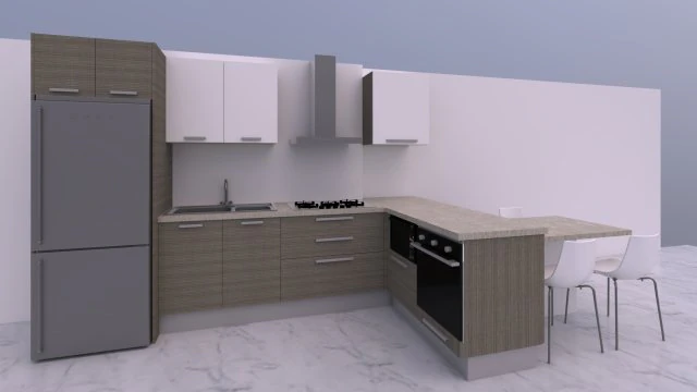Kleines offenes K&uuml;chendesign 3D Modell .c4d .max .obj .3ds .fbx .stl .blend 
