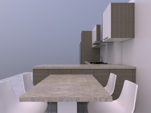 Small Open Kitchen Design Modello 3D