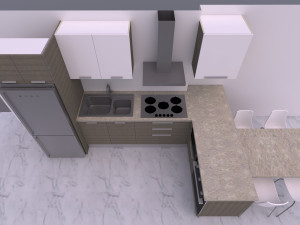 Small Open Kitchen Design Modello 3D