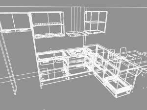 Kleines offenes K&uuml;chendesign 3D Modell
