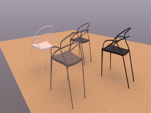 Lili Chair 4 plastic colors Model 3D .c4d .max .obj .3ds .fbx .stl .blend 