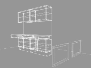 Modular desk furniture composition 3D Model