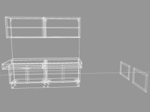 Modular desk furniture composition 3D Model