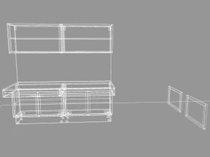 Modular desk furniture composition 3D Model