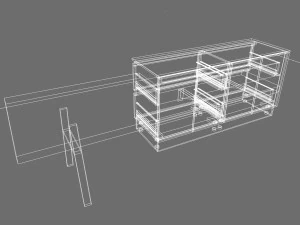 Dining Table Kitchen Integrated 3D Model