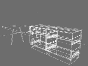 Dining Table Kitchen Integrated 3D Model
