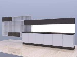 Wall Modular System Kitchen cabinets integrated 3D 모델