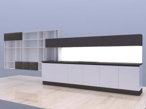 Wall Modular System Kitchen cabinets integrated 3D Model