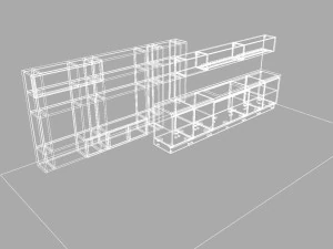 Wall Modular System Kitchen cabinets integrated 3D Model