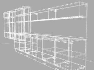 Wall Modular System Kitchen cabinets integrated 3D Model