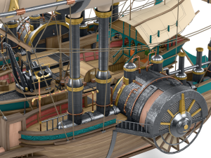 Steampunk Flyship Modello 3D