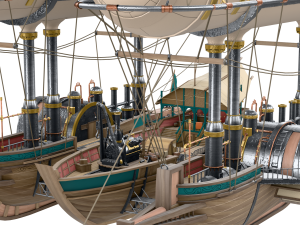 Steampunk Flyship Modello 3D
