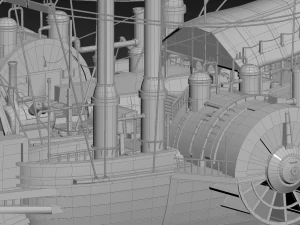 Steampunk Flyship 3D Model