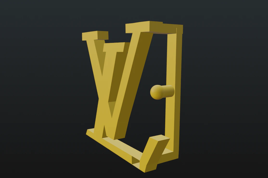 LV Belt Buckle 3D Model .c4d .max .obj .3ds .fbx .stl .blend 