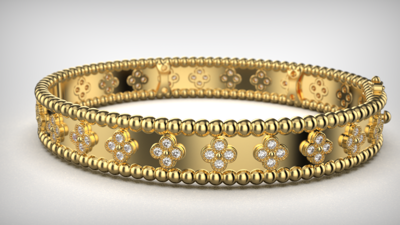 Van Cleef - Bransoletka z koniczynami Perlee Model do druku 3D .c4d .max .obj .3ds .fbx .stl .blend 