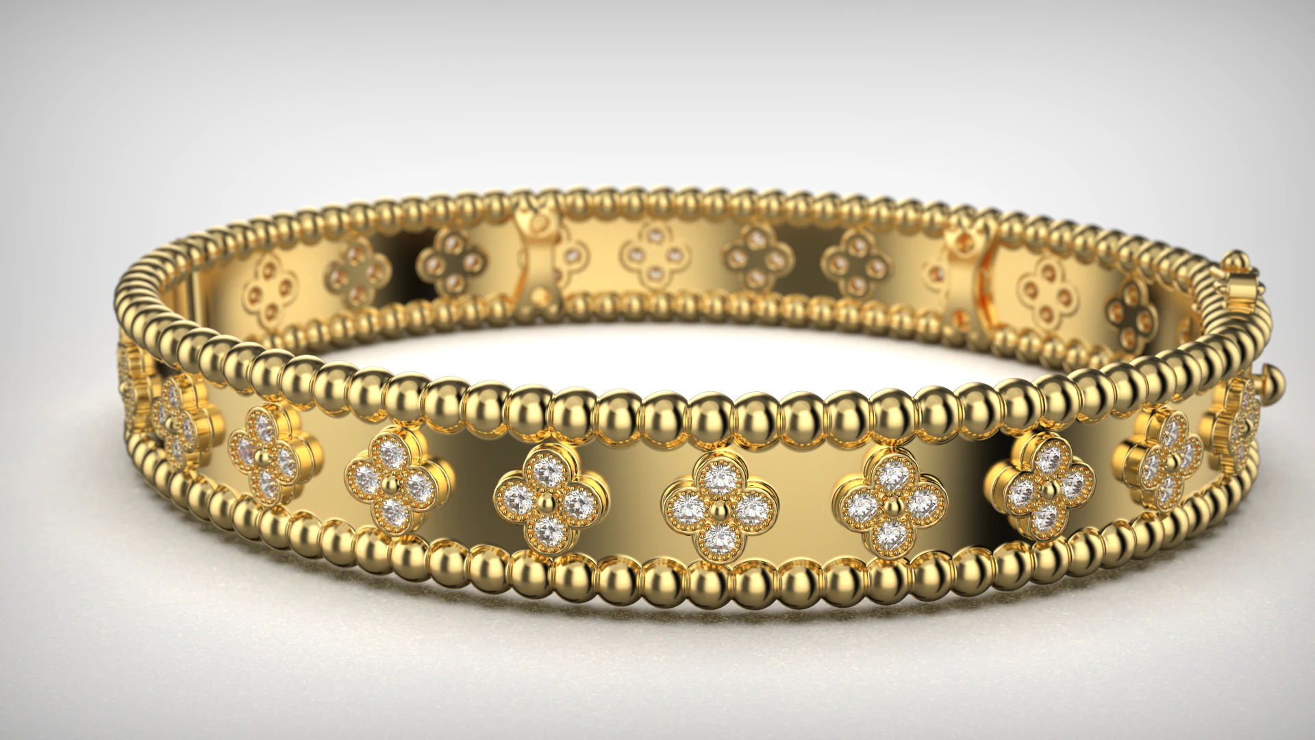 Van Cleef - Perlee clovers bracelet 3D Print Model .c4d .max .obj .3ds .fbx .stl .blend