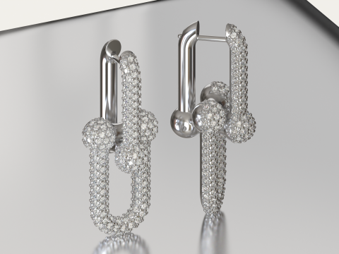 Серьги Tiffany HardWear с крупными звеньями – полностью с бриллиантами 3D Принт Модель
