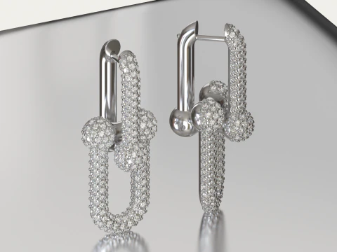 Orecchini Tiffany Large Link HardWear - tutti diamanti Modello di stampa 3D