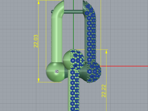 Tiffany oorbel grote schakel HardWear - geheel diamant 3D printmodel