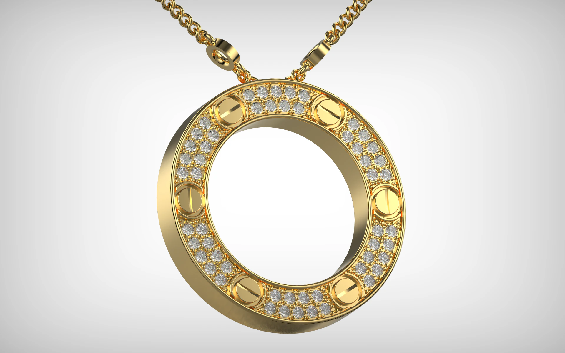 Love Pendant all diamond 3D Print Model .c4d .max .obj .3ds .fbx .stl .blend 