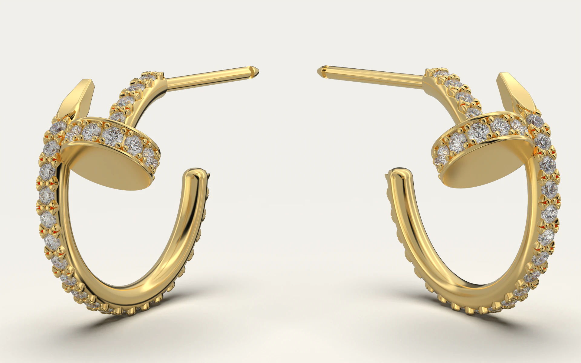 Earring Clou hoop - small paved 3D Print Model .c4d .max .obj .3ds .fbx .stl .blend 