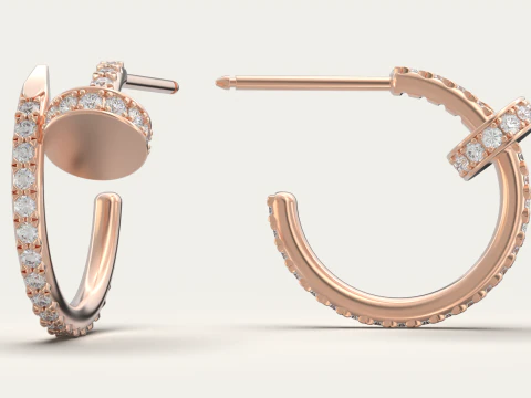 Earring Clou hoop - small paved 3D Print Model