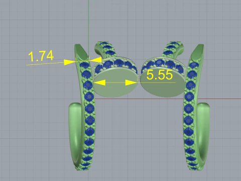 Earring Clou hoop - small paved 3D Print Model