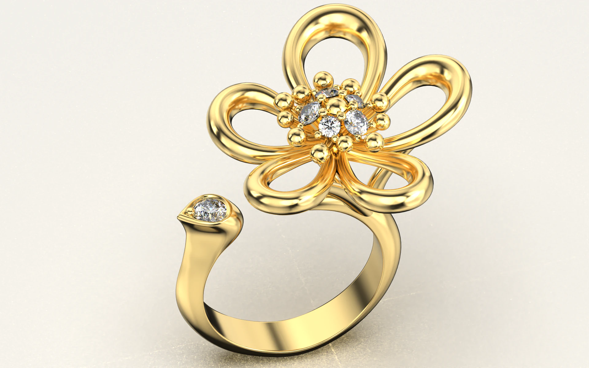 Ring Van Cleef - Flowerlace Between the Finger 3D Print Model .c4d .max .obj .3ds .fbx .stl .blend