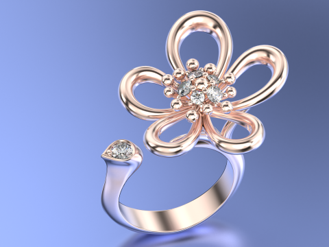 Ring Van Cleef - Flowerlace Between the Finger 3D Print Model