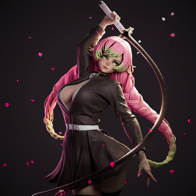 Demon Slayer Mitsuri Kanroji 3D Figures Ready to Print 3D Print Model .c4d .max .obj .3ds .fbx .stl .blend 