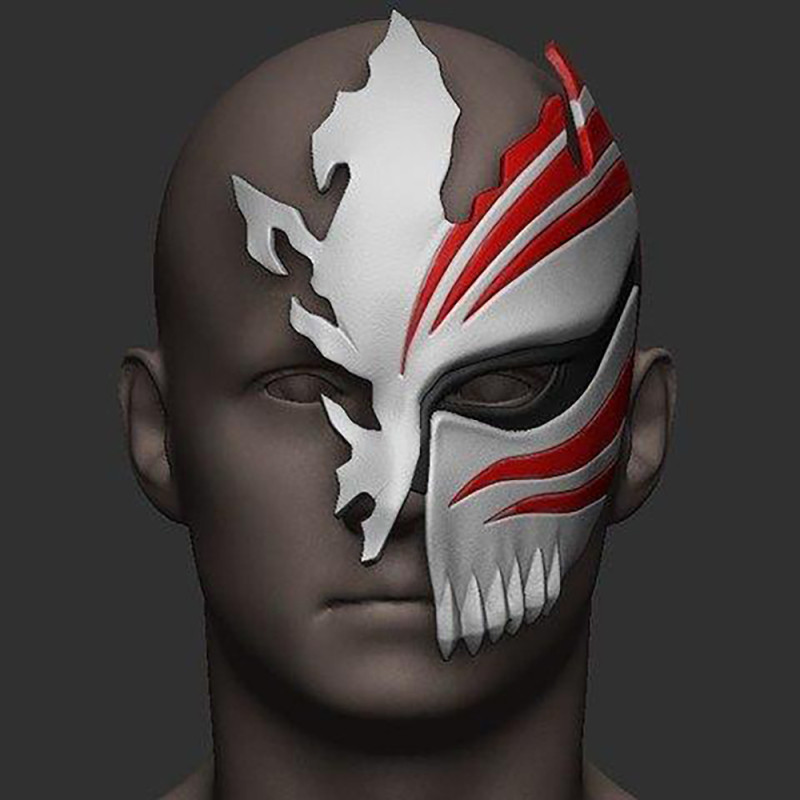 Bleach Ichigo Half Hollow Mask Ready to Print 3D Print Model .c4d .max .obj .3ds .fbx .stl .blend 