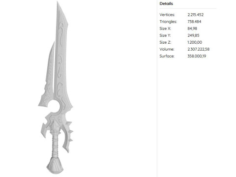 Anduin Wrynn WOW Sword Ready to Print 3D 프린트 모델