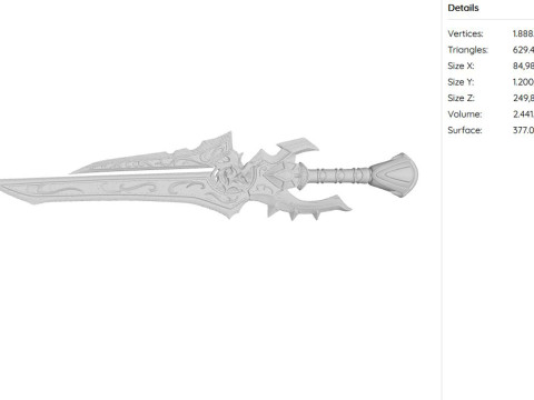 Anduin Wrynn WOW Sword Ready to Print 3D 프린트 모델